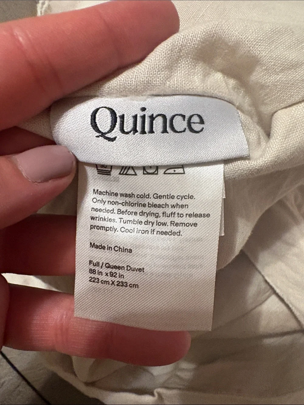 Quince European Linen Double Flange Duvet Cover Full Queen Sand 119
